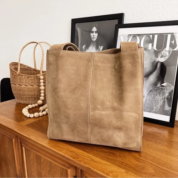 SOLD ❌ GENUINE LEATHER SUEDE LJS SHOULDER TOTE BAG #0312 - Picture 3 of 10